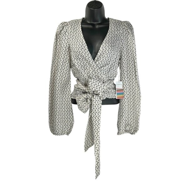 BILLABONG SINCERELY JULES Wrapped In Love Top Sz M White Puff Sleeve Linen Rayon - Picture 5 of 14